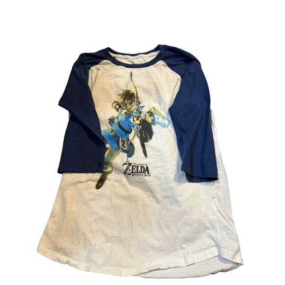 Mens - Zelda Breath of the Wild - Ragland Blue/White Loot Crate Tee SMALL - Picture 1 of 1